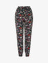 Pantalon fluide imprimé petites fleurs à bords élastiqués - Noir - 4