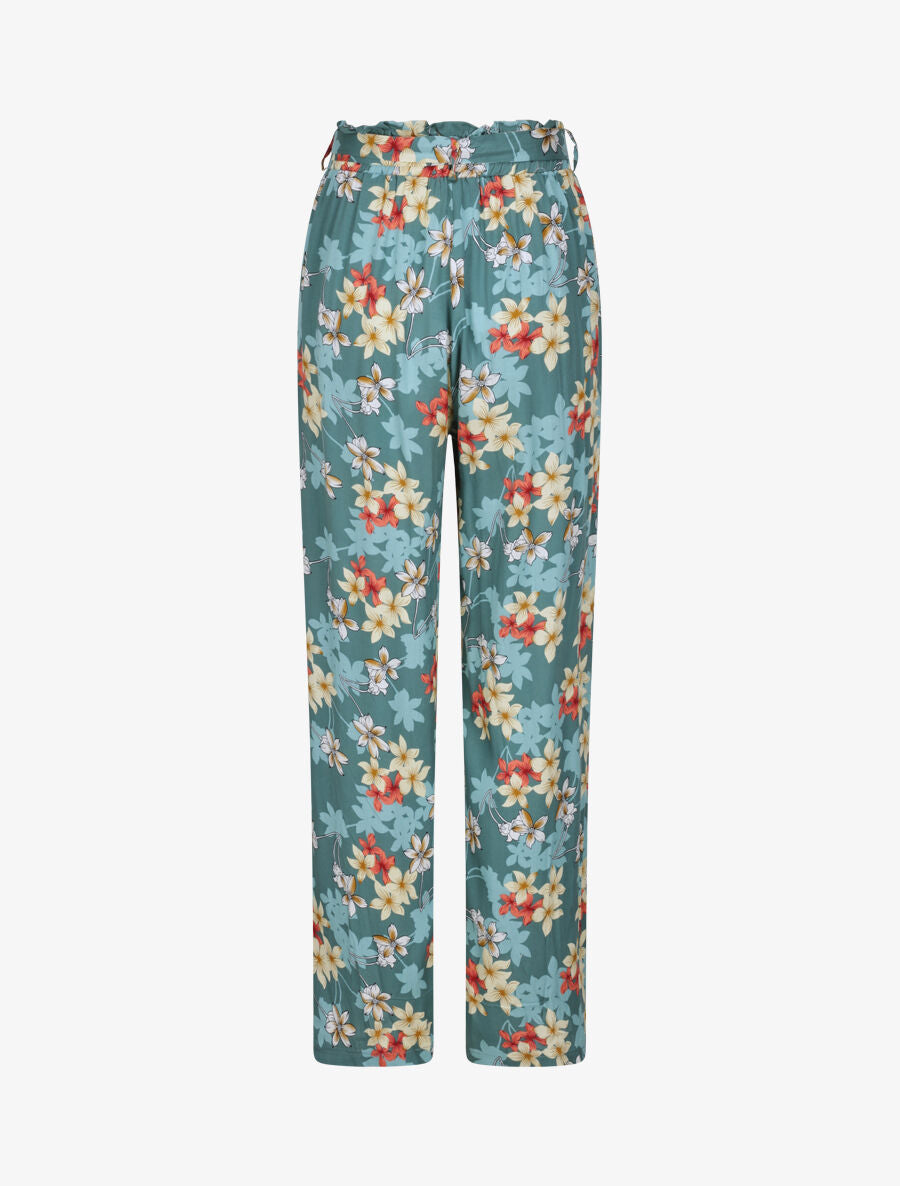 Pantalon fluide motifs fleurs de vanillier - Bleu gris - 3