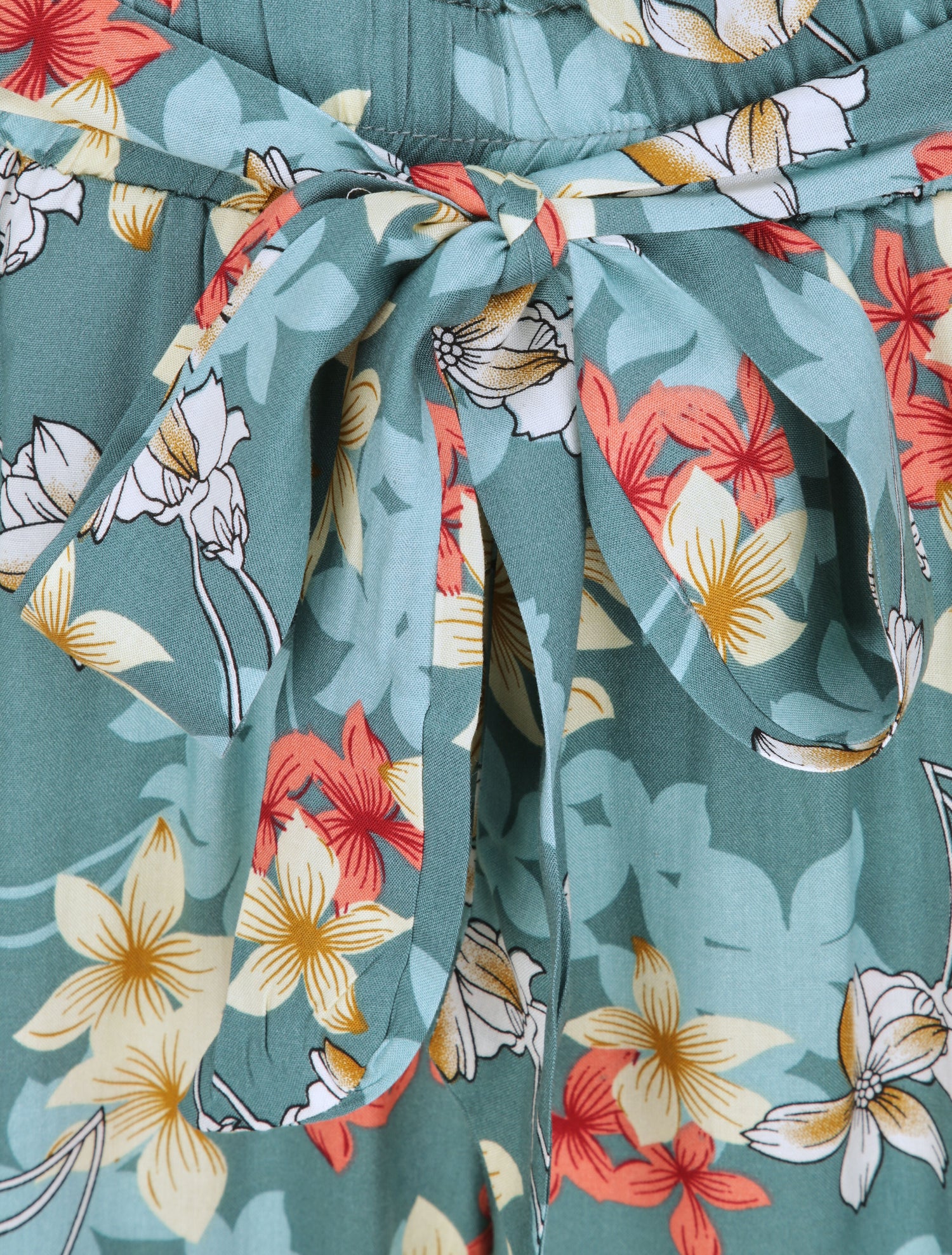 Pantalon fluide motifs fleurs de vanillier - Bleu gris - 4