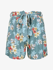 Short fluide motifs fleurs de vanillier - Bleu gris - 1