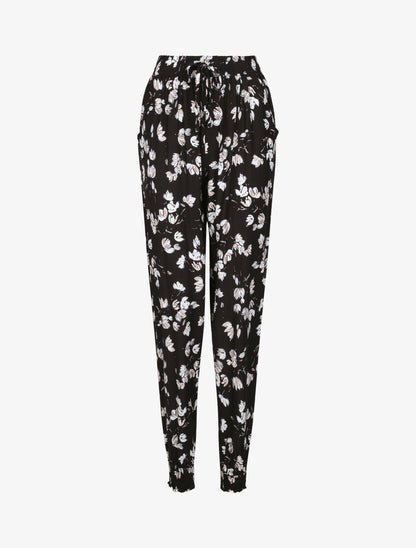 Pantalon harem imprimé tulipes - Noir - 5