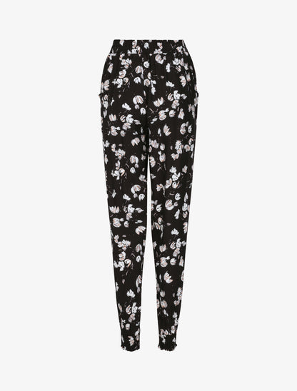 Pantalon harem imprimé tulipes - Noir - 2