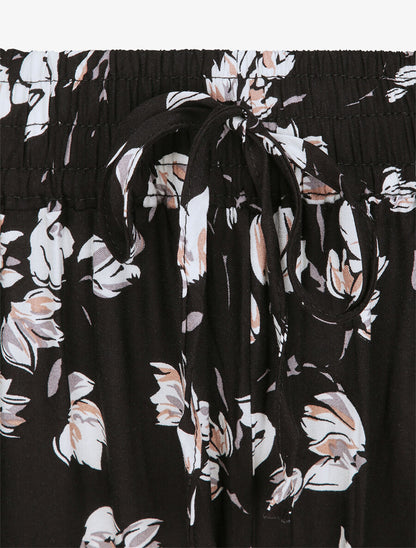 Pantalon harem imprimé tulipes - Noir - 3