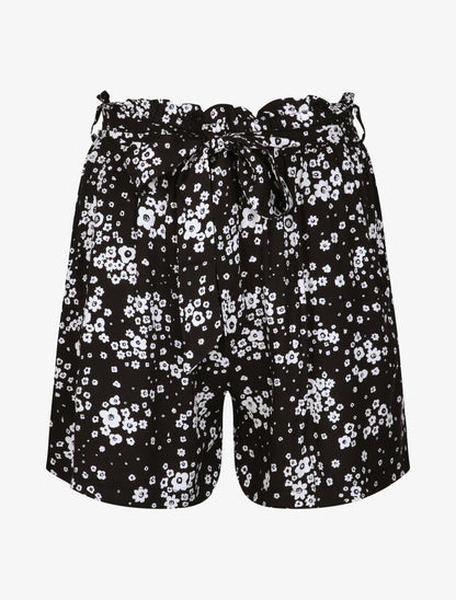 Short fluide motifs marguerites - Noir - 1