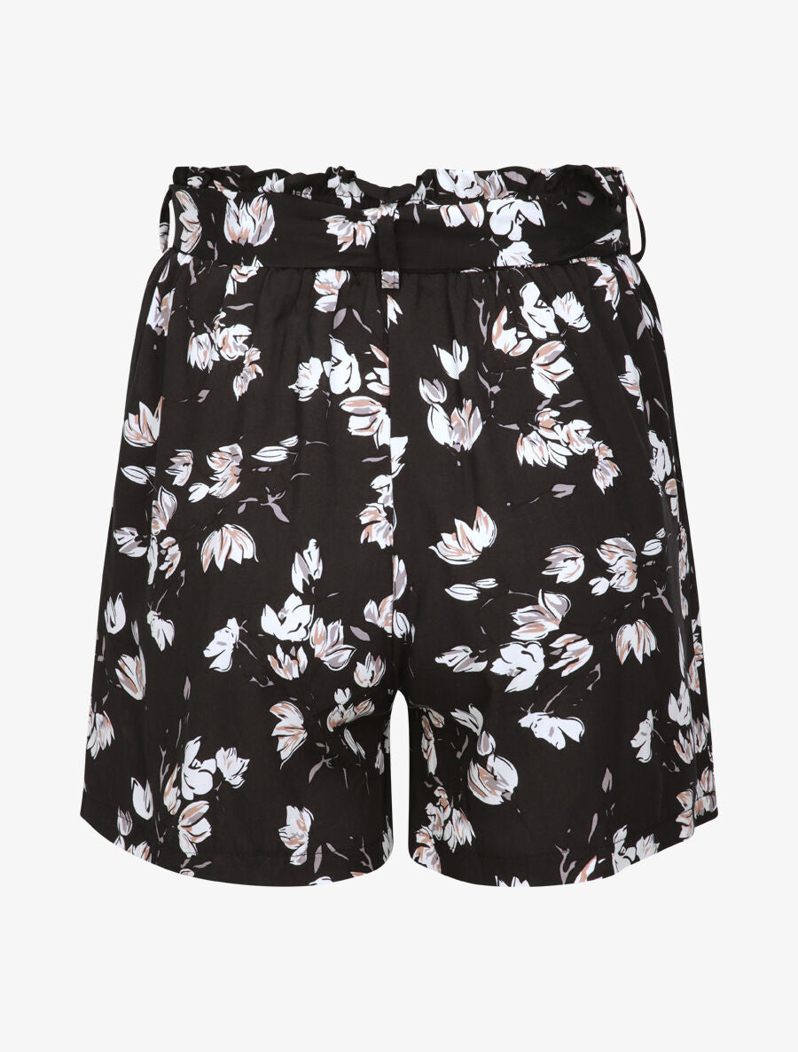 Short fluide imprimé tulipes - Noir - 2