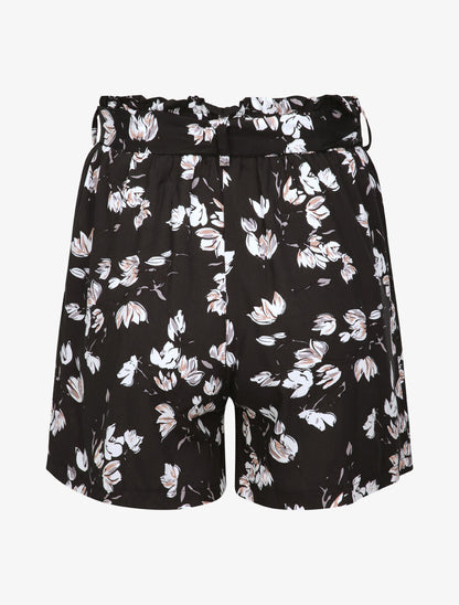 Short fluide imprimé tulipes - Noir - 2