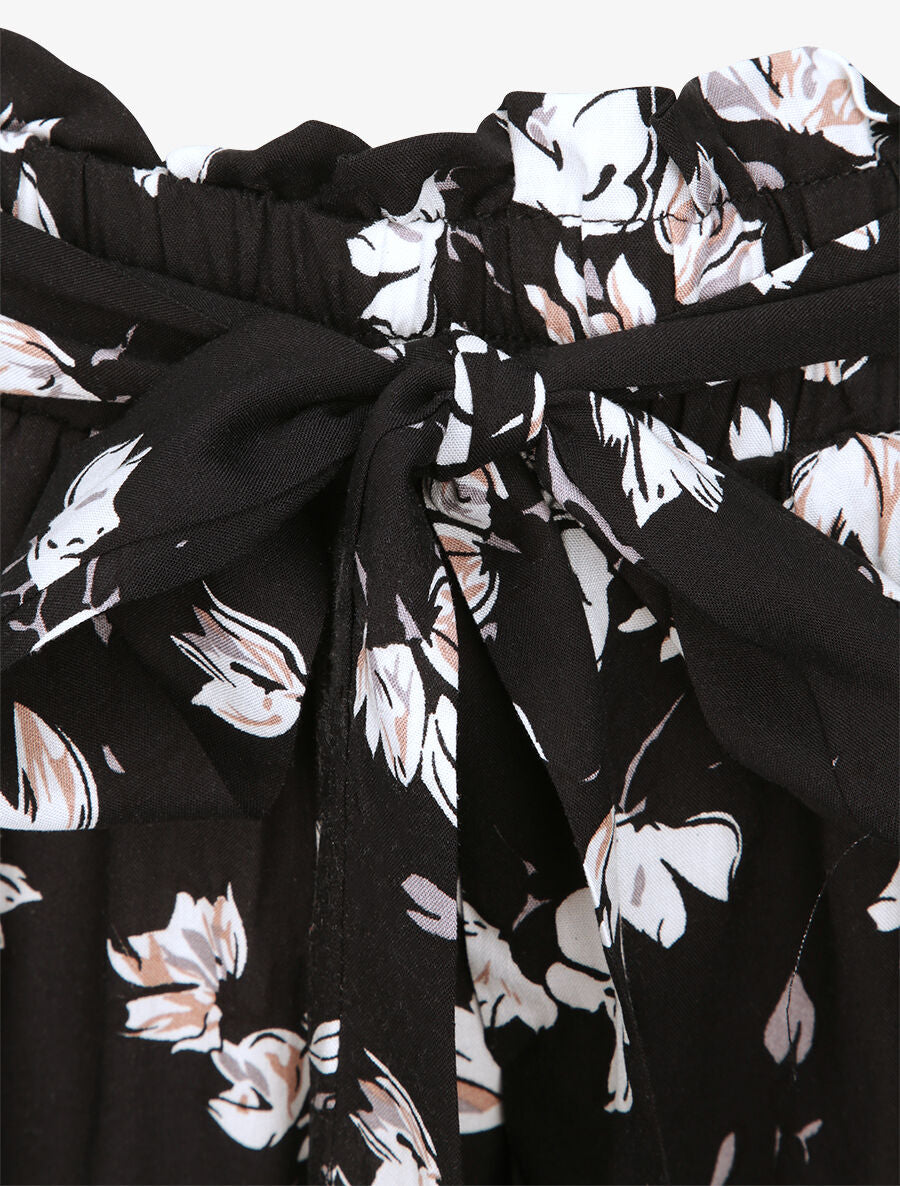 Short fluide imprimé tulipes - Noir - 3