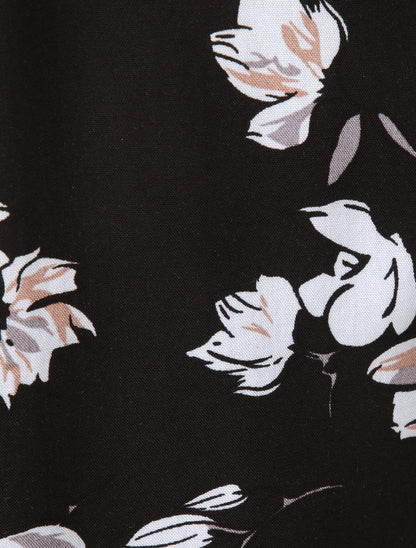 Short fluide imprimé tulipes - Noir - 4