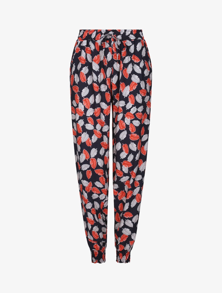 Pantalon harem imprimé feuilles d&