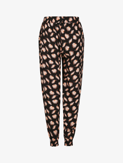 Pantalon harem imprimé feuilles de palmier - Noir - 2