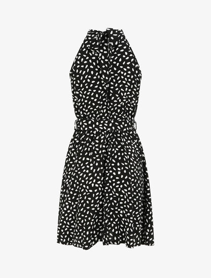 Robe cintrée à imprimé moucheté - Noir - 2
