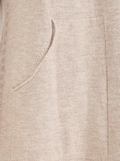 Gilet mi-long à manches longues - Beige - 3