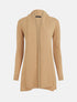 Gilet mi-long à col châle damier - Beige - 1