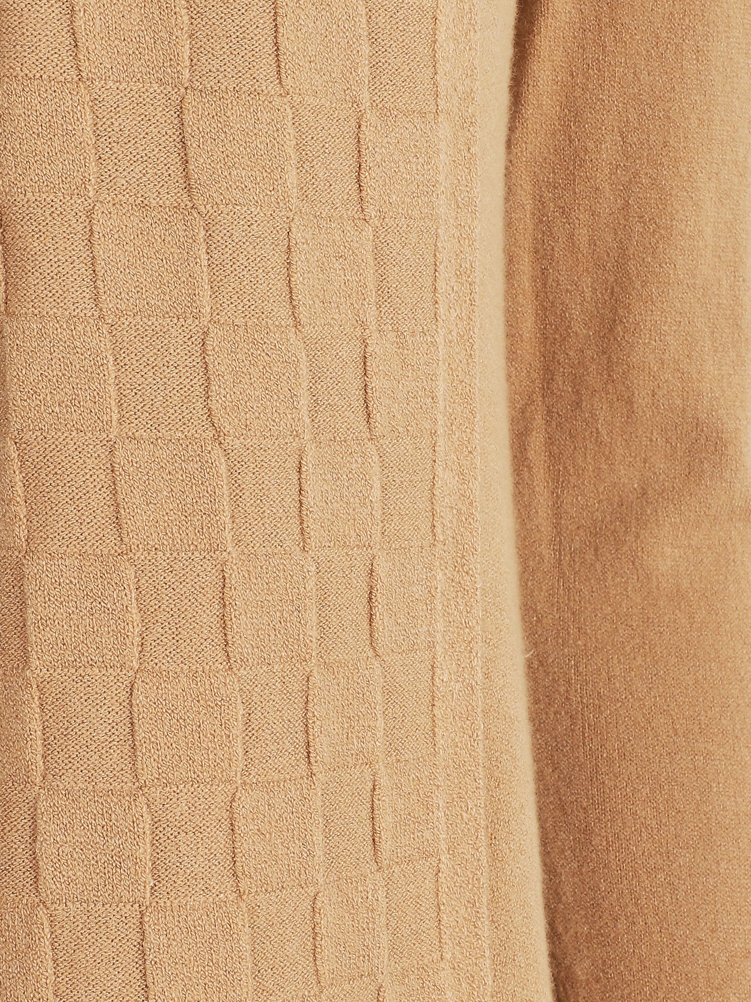 Gilet mi-long à col châle damier - Beige - 3