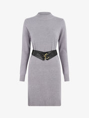 Robe pull courte à col montant - Gris - 1