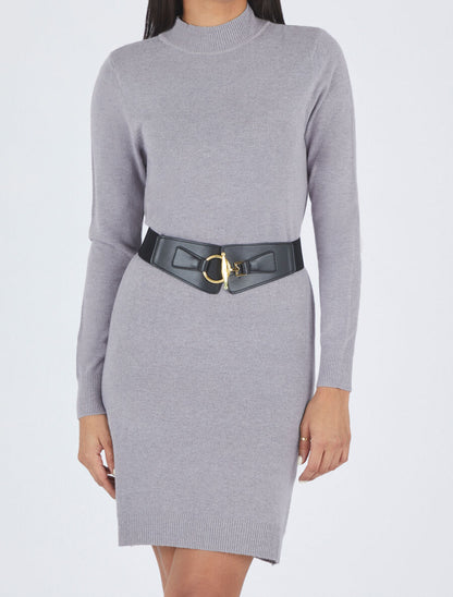 Robe pull courte à col montant - Gris - 4