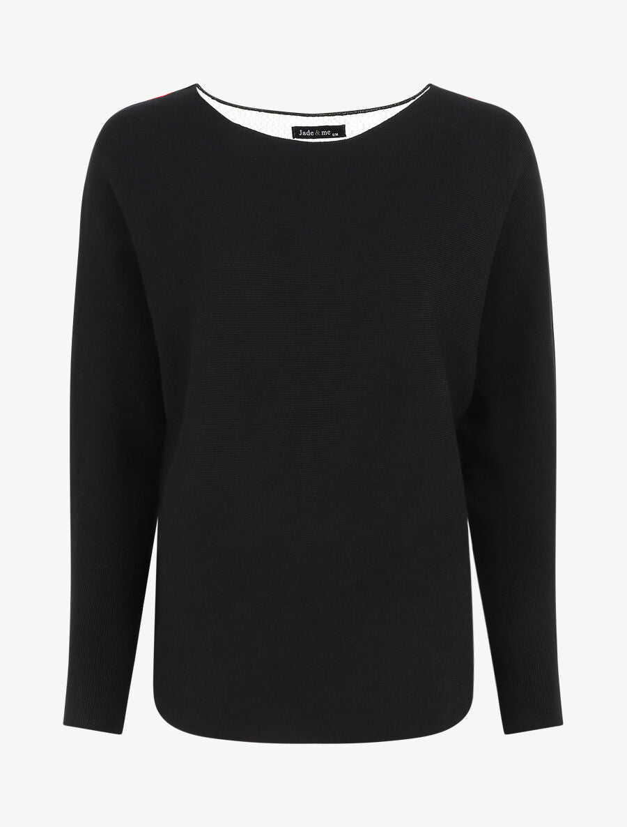 Pull à dos en dentelle - Noir - 6