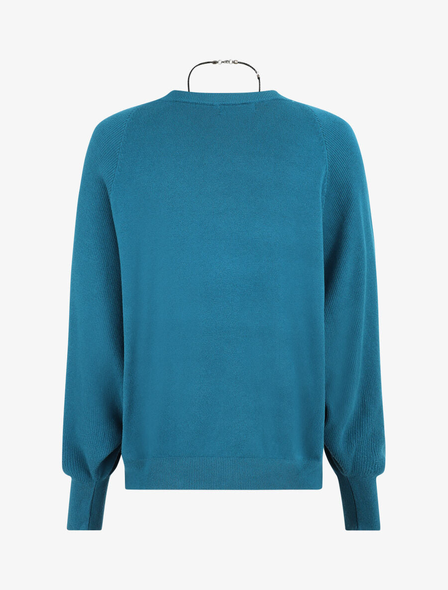 Pull ample à manches côtelés - Bleu canard - 2