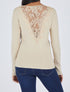 Pull fin à dos en dentelle - Beige - 1