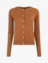 Gilet droit à manches en maille fantaisie - Camel - 1