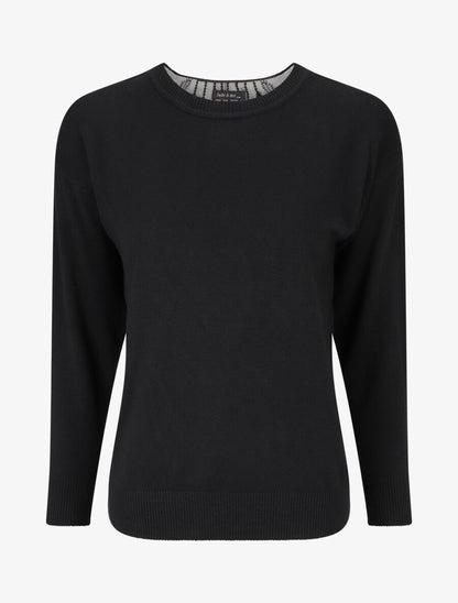 Pull manches 3/4 et dos fantaisie - Noir - 3