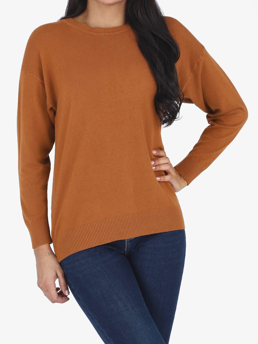 Pull manches 3/4 et dos fantaisie - Camel - 3