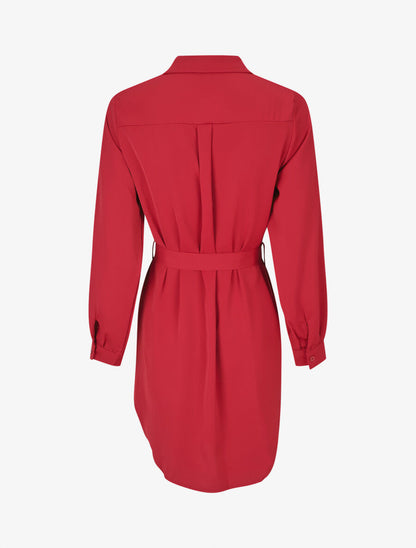 Chemise oversize ceinturée - Rouge - 2