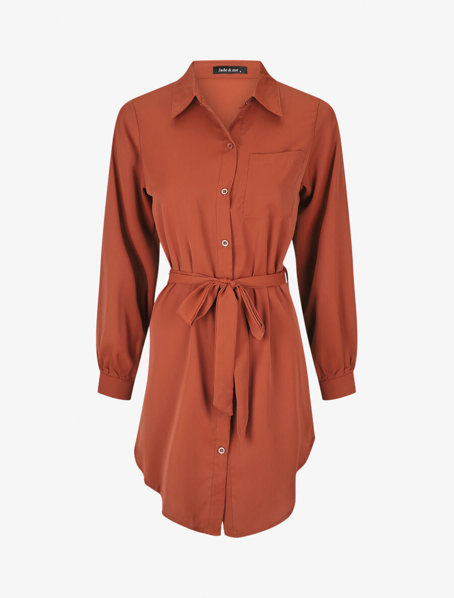 Chemise oversize ceinturée - Rouille - 5