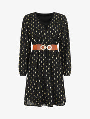 Robe courte imprimé graphique irisé - Noir - 1