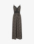 Robe longue à col dentelle et imprimé fleurs - Noir - 1