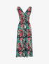 Robe longue élastiquée à imprimé feuilles - Bleu nuit - 5