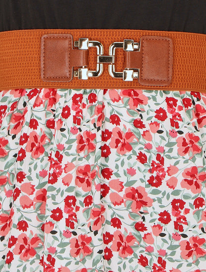 Robe bicolore à imprimé petites fleurs - Blanc - 3