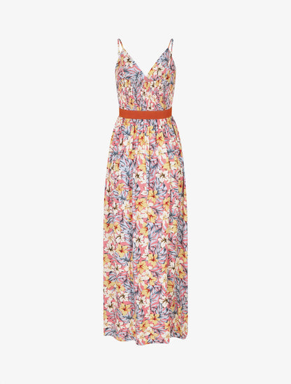 Robe longue empire imprimé floral - Rose saumon - 2