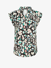 Blouse sans manches à imprimé abstrait - Noir - 1