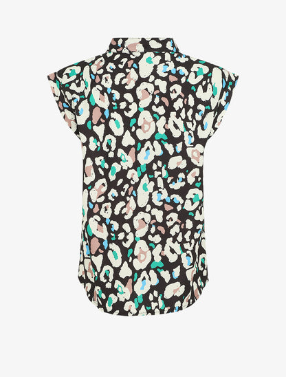 Blouse sans manches à imprimé abstrait - Noir - 2