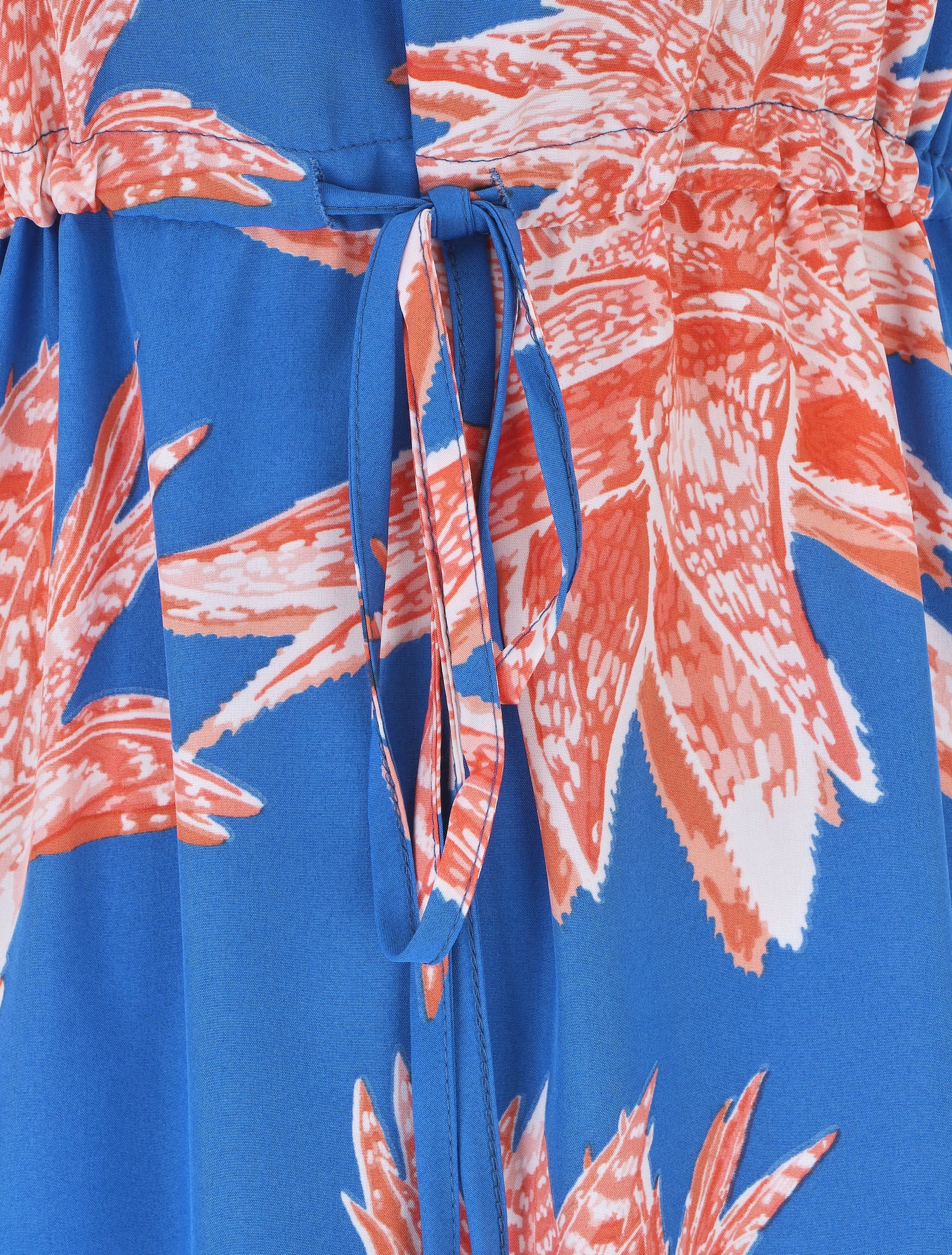 Robe longue droite à imprimé fleurs - Bleu roi - 4