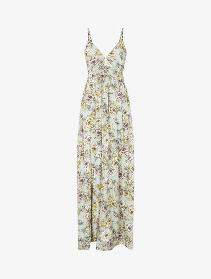 Robe longue imprimé multi-fleurs - Vert d&