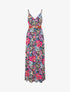 Robe longue empire imprimé fleuri - Noir - 4