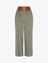 Pantalon uni taille haute style corset - Kaki - 5