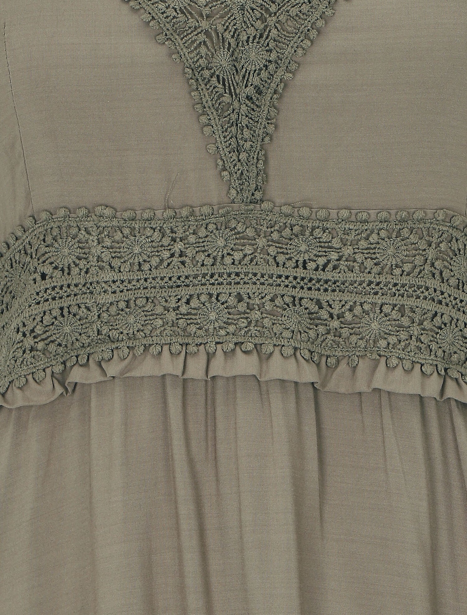 Robe longue droite unie - Kaki - 3