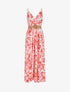 Robe longue imprimé grandes fleurs à bretelles - Rouge - 1
