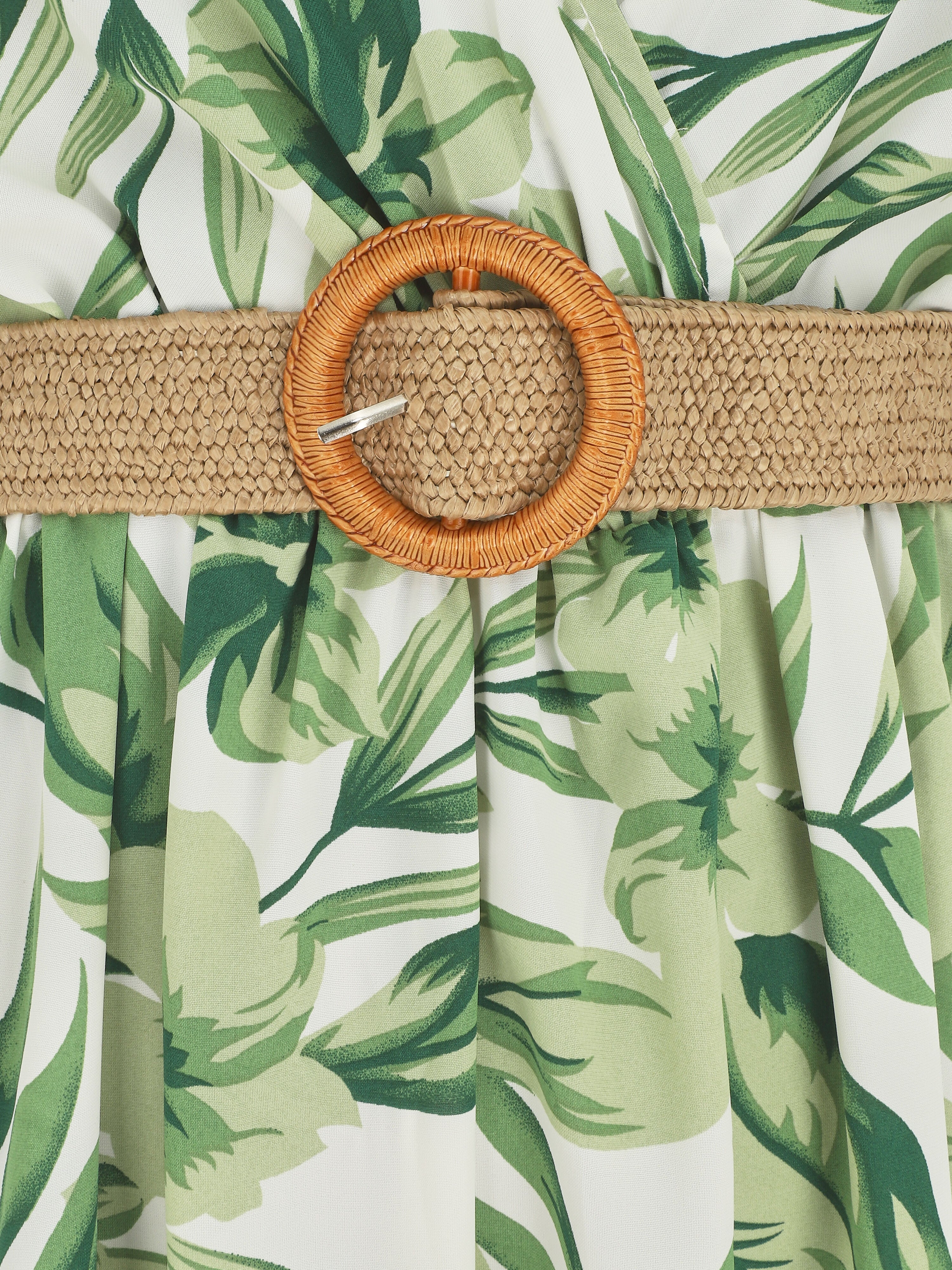 Robe longue imprimé grandes fleurs à bretelles - Vert - 3
