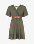 Robe courte unie col dentelle et bords volantés - Kaki - 5