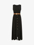 Robe longue unie boutonnée sans manches - Noir - 5