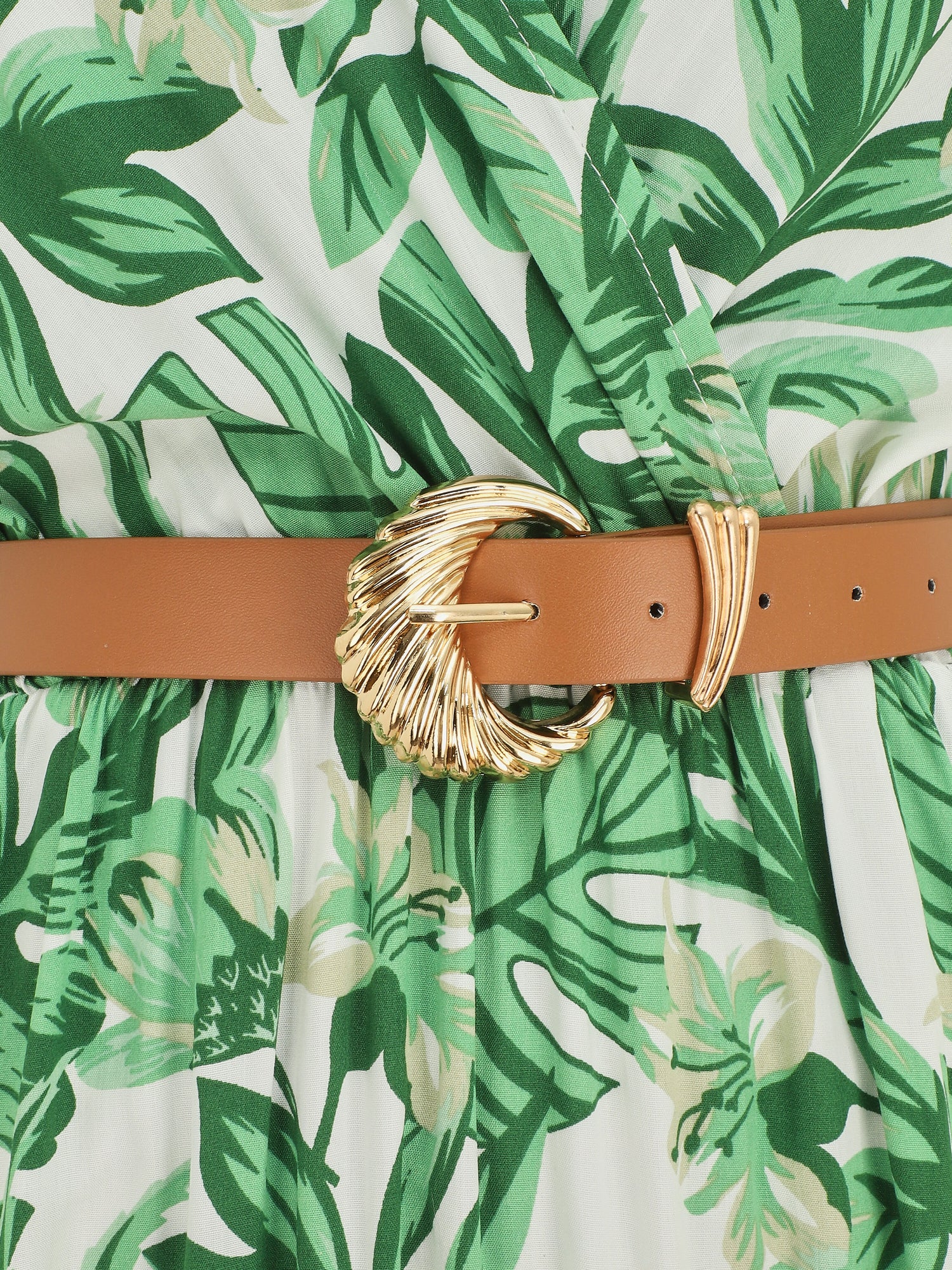 Robe longue manches courtes imprimé floral - Vert - 3