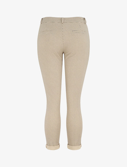 Pantalon droit taille haute imprimé petits points - Beige - 2