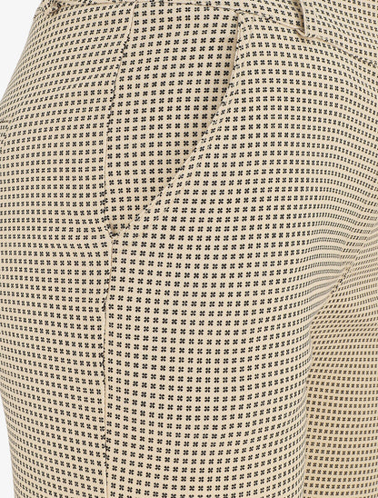 Pantalon droit taille haute imprimé petits points - Beige - 3