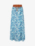 Jupe longue évasée imprimé feuilles - Bleu - 1