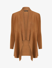 Gilet long uni côtelé - Camel - 1