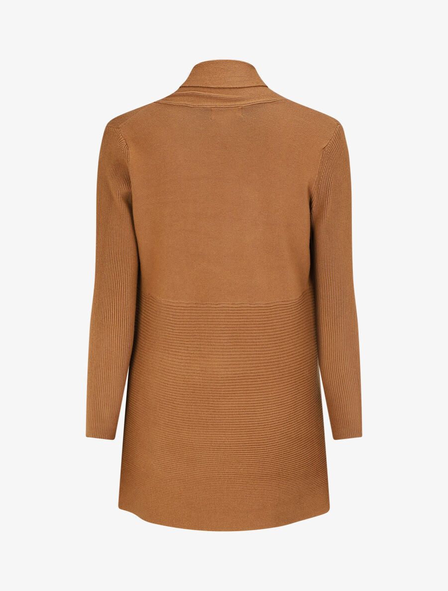 Gilet long uni côtelé - Camel - 2